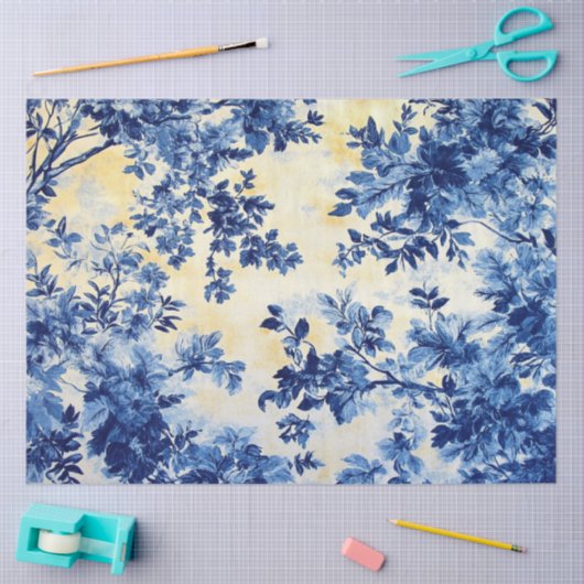 Decoupage Franse Country Wallpaper Blauw Wit Tissuepapier (Craft)