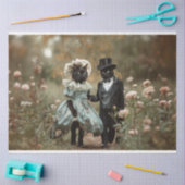 Decoupage Franse katten in een bloemenveld Tissuepapier (Craft)