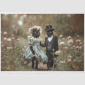 Decoupage Franse katten in een bloemenveld Tissuepapier (Voorkant)