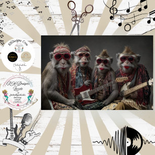 Decoupage Funky Monkey Rockers Band Boho Kunst  Tissuepapier