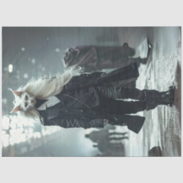 Decoupage Futuristische Mode Show Kat in Zwart Tissuepapier