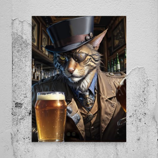 Decoupage - Gangster één oog kat met oog patch - Tissuepapier