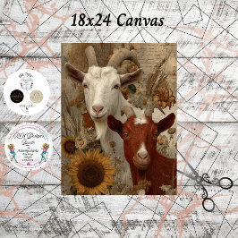 Decoupage Geit Rustic Boerderij 18x24 Canvas Tissuepapier