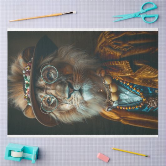 Decoupage  Gekleed Charismatische Leeuw Tissuepapier (Craft)