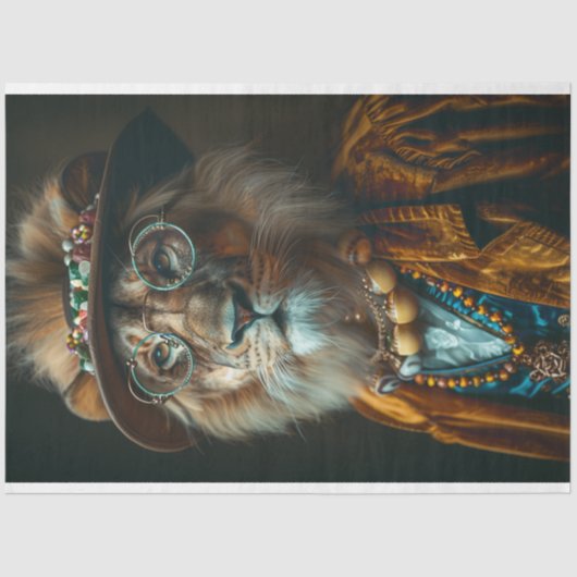 Decoupage  Gekleed Charismatische Leeuw Tissuepapier (Voorkant)