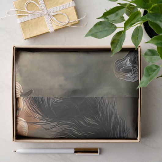 Decoupage Geschilderd Zwart Hengst Paard Skelet Tissuepapier (Geschenk)