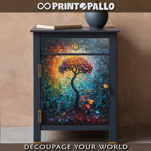 Decoupage - Getegelde keramische droomboom - Tissuepapier