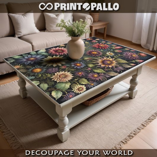 Decoupage - Gevarieerde magische bloemen - Tissuepapier