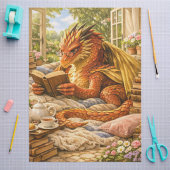 Decoupage Gezellige Lezende Draak Tissuepapier