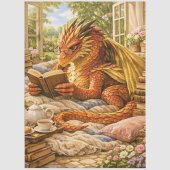 Decoupage Gezellige Lezende Draak Tissuepapier