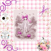 Decoupage Ghost Draped in Pink Lace Halloween Tissuepapier