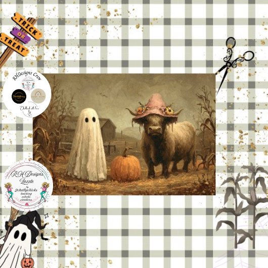 Decoupage Ghost Highland Halloween Boerderij Tissuepapier