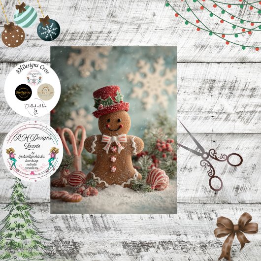 Decoupage Gingerbread Christmas Holiday Scene Tissuepapier