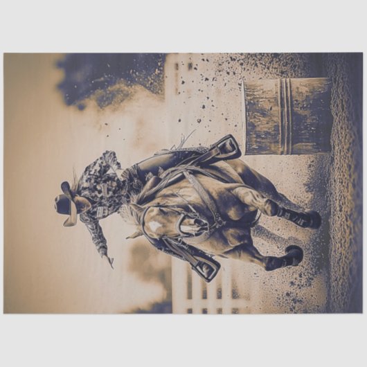 Decoupage Girl Barrel Racer Arena Competitie Tissuepapier (Voorkant)