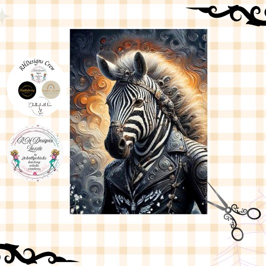 Decoupage Glowing Zebra Guardian Kunst Tissuepapier