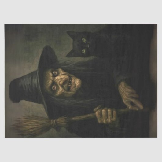 Decoupage Gnarly Witch & Her Black Cat Tissuepapier (Voorkant)