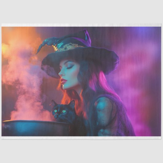 Decoupage Goede Heks Koken Brouw Gekleurde Rook Tissuepapier (Voorkant)