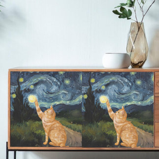 Decoupage Gogh Kat Sterrennacht Cat Tissuepapier