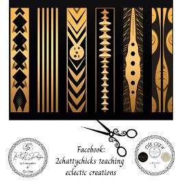 Decoupage Gold Black Ornamental Patterns Inlay  Tissuepapier