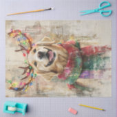 Decoupage Golden Retriever Antlers gekleurde sjaal Tissuepapier (Craft)