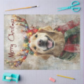 Decoupage Golden Retriever Antlers & Kerstmis Tissuepapier (Craft)