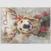 Decoupage Golden Retriever Antlers & Kerstmis Tissuepapier (Voorkant)
