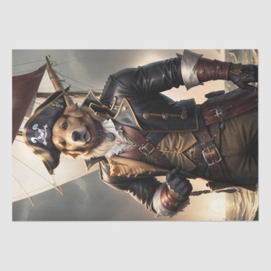 Decoupage - Golden Retriever Pirate Dog - Tissuepapier (Voorkant)