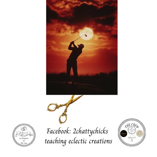 Decoupage Golfer Silhouet Vurig Horizon Tissuepapier