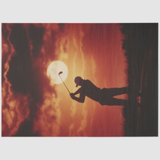 Decoupage Golfer Silhouette Fiery Horizon Tissuepapier (Voorkant)