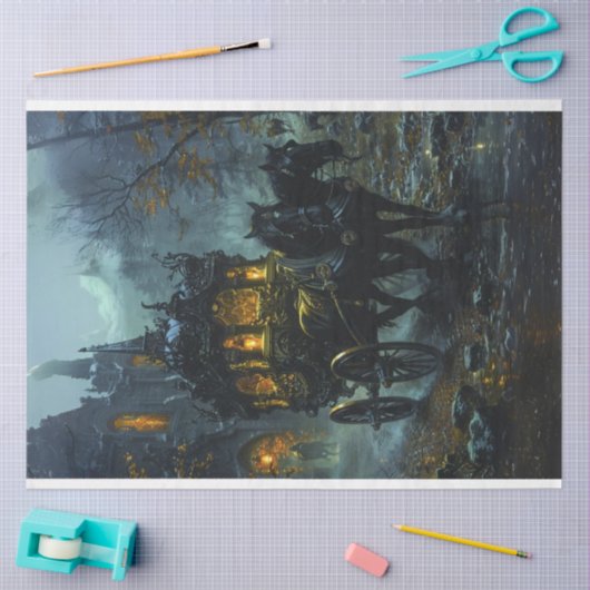 Decoupage Gothic Carriage Ride at Dusk Tissuepapier (Craft)