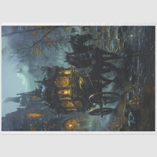 Decoupage Gothic Carriage Ride at Dusk Tissuepapier (Voorkant)