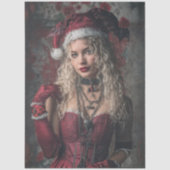 Decoupage Gothic Christmas Good Witch in Red Tissuepapier (Voorkant)