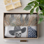 Decoupage Gothic Cowboy Skeleton Paard Patriottisc Tissuepapier (Geschenk)