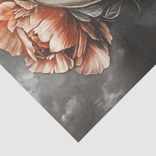 Decoupage Gothic Elegant Brons Toned Skull Tissuepapier (Detail)