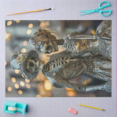 Decoupage Gothic Elegant Skeleton Paar Zilver Tissuepapier (Craft)