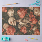 Decoupage Gothic Grace Skeleton Peach Cream Flower Tissuepapier (Craft)