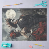 Decoupage Gothic paar gekleed zwart en rood maan Tissuepapier (Craft)