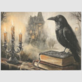 Decoupage Gothic Raven Haunted Mansion Foggy Tissuepapier (Voorkant)