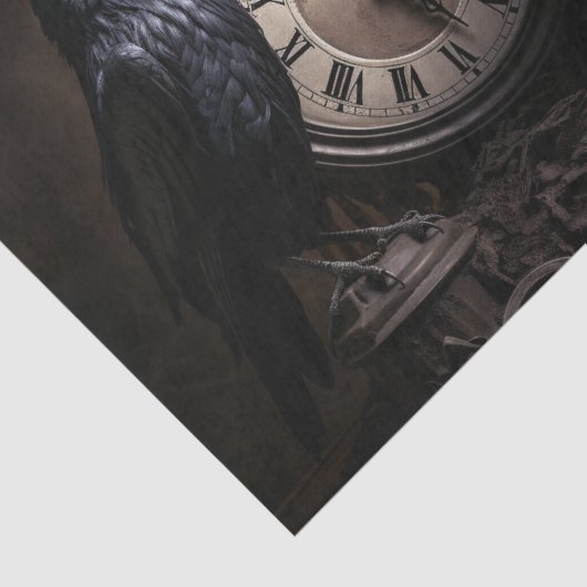 Decoupage Gothic Ravens met Klok Tissuepapier (Detail)