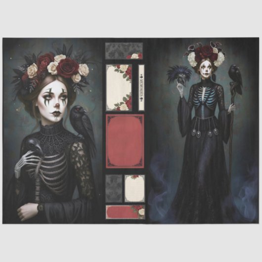 Decoupage Gothic Rose Queen – Dark Romantic Art  Tissuepapier (Voorkant)