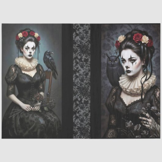 Decoupage Gothic Rose Queen – Dark Romantic Art Tissuepapier (Voorkant)