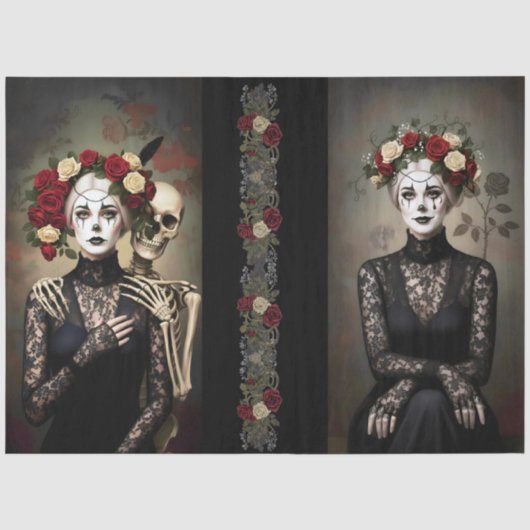 Decoupage Gothic Rose Queen – Dark Romantic Art Tissuepapier (Voorkant)