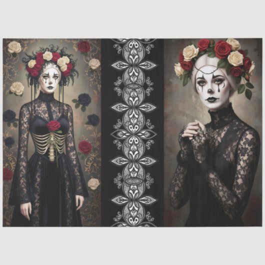 Decoupage Gothic Rose Queen – Dark Romantic Art Tissuepapier (Voorkant)