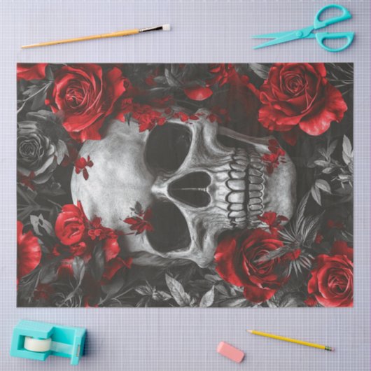 Decoupage Gothic Silver Skeleton Skull Tissuepapier (Craft)