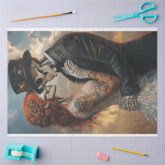 Decoupage Gothic Skeleton Honeymoon Tissuepapier (Craft)
