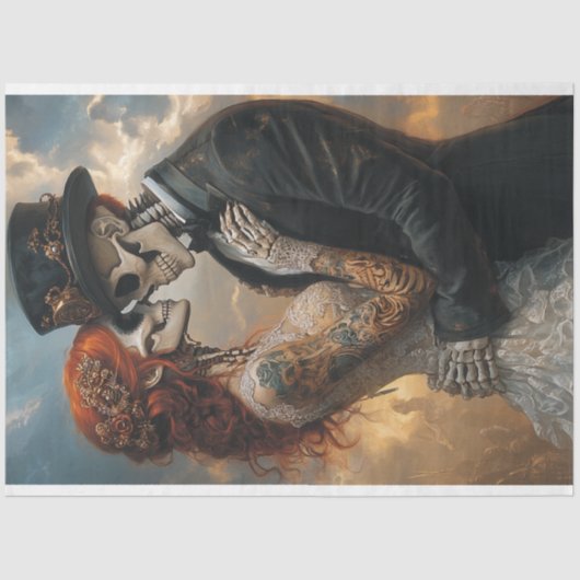 Decoupage Gothic Skeleton Honeymoon Tissuepapier (Voorkant)