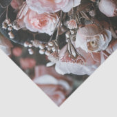 Decoupage Gothic Skeleton Mask Roze Bloemen Tissuepapier (Detail)