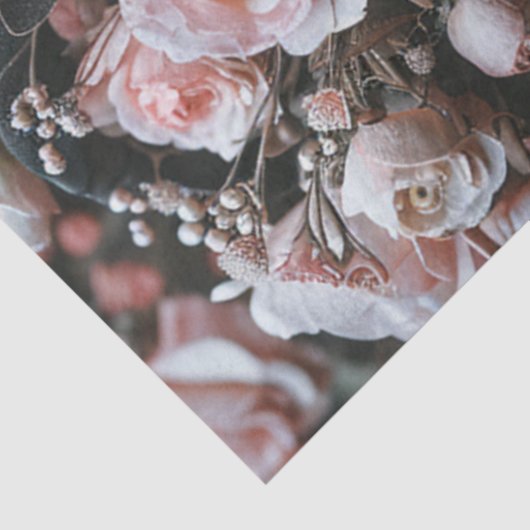 Decoupage Gothic Skeleton Mask Roze Bloemen Tissuepapier (Detail)