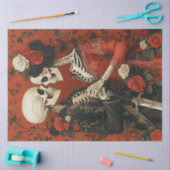 Decoupage Gothic Skeleton Paar in Rood & Zwart Tissuepapier (Craft)