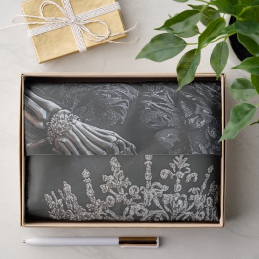 Decoupage Gothic Skeleton Queen Zwarte Stoel Tissuepapier (Geschenk)